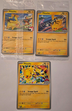 Set of 3 Pikachu Promo Cards: World Championship 2024, 2025, and SVP 101 - Image 1