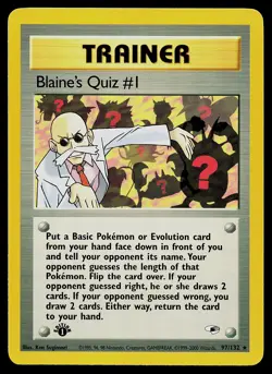 Pokemon Card - Blaine's Quiz #1 Gym Heroes 97/132 Rare 1st Edition - Image 1