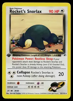 Pokemon Card - Rocket's Snorlax Gym Heroes 33/132 Rare 1st Edition - Image 1