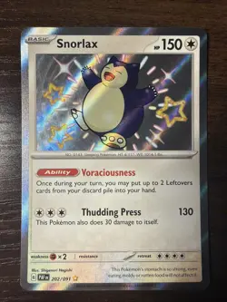 Pokemon Snorlax TCG Baby Shiny Holo Card Paldean Fates - Image 1
