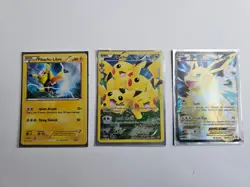 3 Pokemon Cards: Jolteon EX+Pikachu Libre+Pikachu Full Art, great condition holo - Image 1