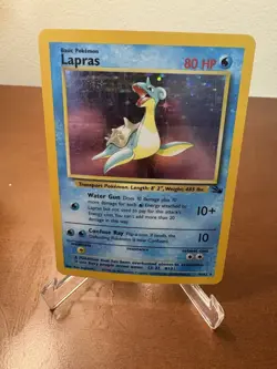 Pokemon TCG Lapras Fossil Holo Unlimited Rare Card 10/62 MP-LP Condition - Image 1