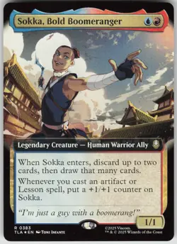 MTG Sokka, Bold Boomeranger Extended Art Foil NM Avatar Last Airbender Magic 383 - Image 1