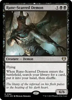 MTG Magic the Gathering Rune-Scarred Demon (184/1173) Commander Masters NM - Image 1