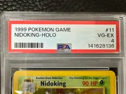 1999 Pokemon Game Base Set Nidoking Holo Card #11 PSA 4 - Image 3
