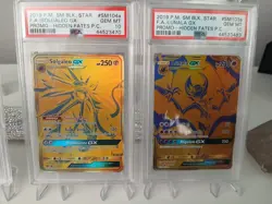 2019 Pokemon black star Lunala GX and Solgaleo GX Hidden Fates graded psa 10 - Image 1