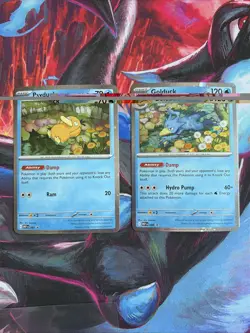 Pokemon TCG Mega Evolutions Psyduck 007 - Golduck 008 (SWIRL) Black Star Promo - Image 1