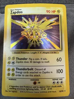 Pokemon Zapdos Base Set 16/102 Holo Rare 1999 WOTC - Image 1