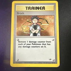 Pokemon Brock Trainer Gym Heroes Rare Holo #15 moderately to heavily played - Image 1