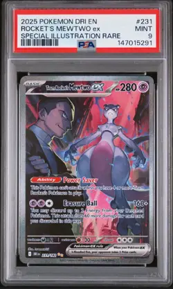 Pokemon TCG Team Rocket's Mewtwo EX 231/182 Sir Destined Rivals PSA 9 - Image 1