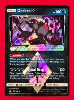 Darkrai Prism Star 77/156 Sm-Ultra Prism Holo MP Pokemon TCG Ships FAST - Image 1