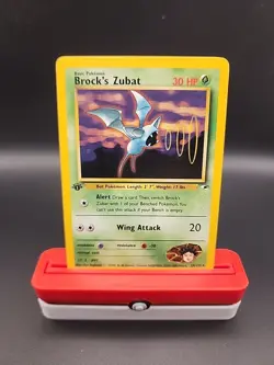 Pokemon TCG Brock's Zubat First Edition Rare Gym Heroes #24/132 2000 VTG WOTC LP - Image 1
