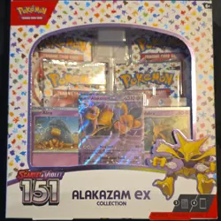 Pokemon TCG Scarlet & Violet 151 Alakazam ex Collection Box 3 Promos 4 Boosters - Image 1