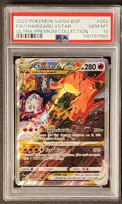 2022 POKEMON SWSH BLACK STAR PROMO #262 FULL ART CHARIZARD VSTAR PSA 10 - Image 1