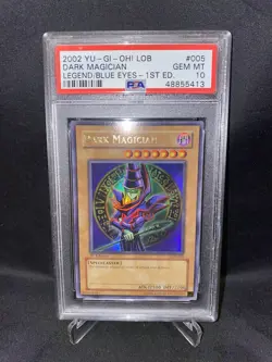 Yu-Gi-Oh 2002 Blue Eyes White Dragon 1st Edition Dark Magician LOB-005 *PSA 10* - Image 1