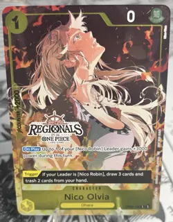 One Piece CCG Nico Olivia Offline Regionals 25-26 Op09-016 NM English - Image 1