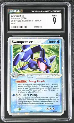 CGC 9 MINT Swampert ex 2006 EX Crystal Guardians 98/100 Holo Pokemon Card - Image 1