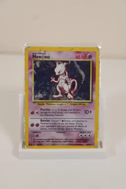 Pokemon Base Set Holo Card: Mewtwo (10/102) - Damaged/Heavy Play - Image 1