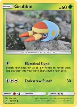 Grubbin 18/214 Non Holo SM - Unbroken Bonds Yuka Morii Pokemon Card - Image 1