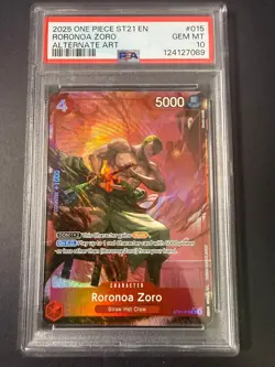 One Piece Card Roronoa Zoro ST21-015 PSA 10 - Image 1