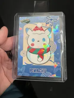 Snowman Pikachu - Cracked Ice Holo - Christmas Card Database - Pokemon NM - Image 1