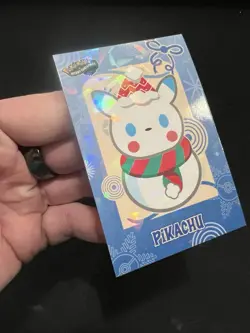 Snowman Pikachu - Cracked Ice Holo - Christmas Card Database - Pokemon NM - Image 3