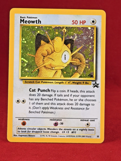 2000 Pokemon Black Star Promo Game Boy MEOWTH holo Card #10 MP - Swirl - Image 1