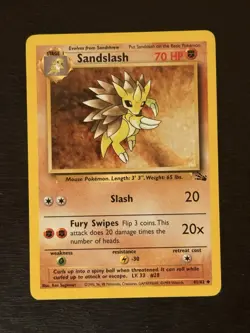 Pokemon TCG Sandslash 41/62 Fossil Uncommon Card LP - Image 1