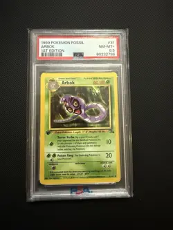 Pokemon Card Arbok 31/62 1st Edition Fossil Set 1999 PSA 8.5 NM-MT - Image 1