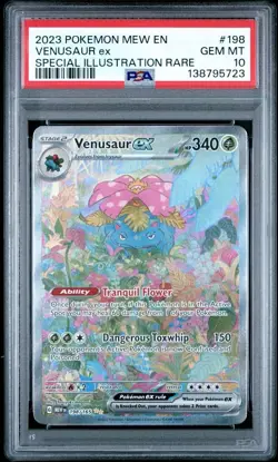 2023 POKEMON MEW EN-151 SPECIAL ILLUSTRATION RARE #198 VENUSAUR EX PSA 10 - Image 1