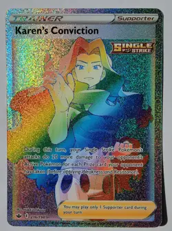Karen's Conviction 2021 Pokemon #216 Rare - Chilling Reign - NEAR MINT - MINT! - Image 1
