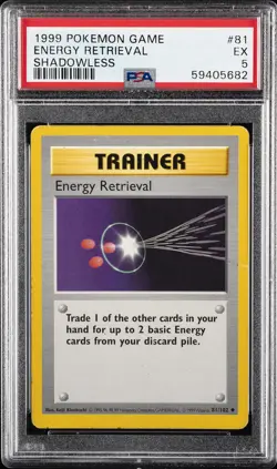 1999 POKEMON BASE SET SHADOWLESS #81 ENERGY RETRIEVAL PSA 5 - Image 1