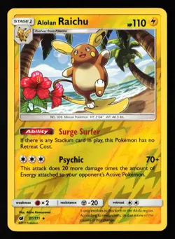 Pokemon TCG: Alolan Raichu Rare Reverse Holo - SM - Crimson Invasion - #31/111 - Image 1