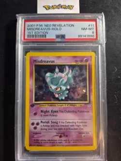 First Edition 2001 Pokemon Neo Revelation 11/64 Misdreavus Holo PSA NM-MT 8 - Image 1