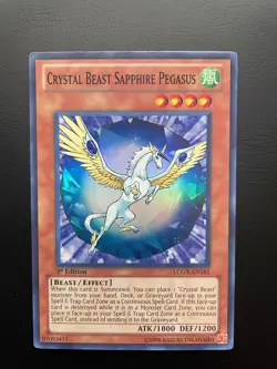 Yugioh Crystal Beast Sapphire Pegasus LCGX-EN161 Super Rare 1st Edition NM/LP - Image 1