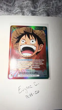 One Piece Carrying On His Will Monkey D Luffy OP13-001 Alternate Alt Art Leader - Image 1