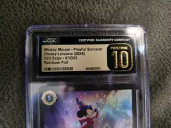 DISNEY LORCANA D23 2024 Excl. Mickey Mouse Playful Sorcerer FOIL CGC 10 Pristine - Image 3
