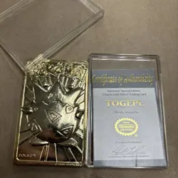 Vintage Pokemon 23k Gold-Plated Trading Card 1999 Burger King Togepi - Image 1