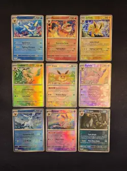 Prismatic Evolutions Complete 9 Card Eeveelution Poke Ball Holo Set Pokemon TCG - Image 1