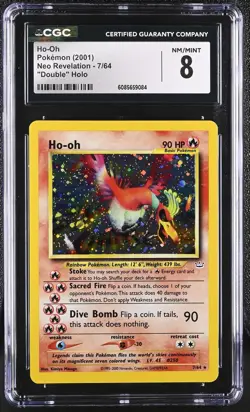 CGC 8 Ho-Oh 2001 Neo Revelation 7/64 "Double" Holo Pokemon Card - Image 1