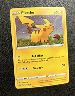 FART SWIRL Pokemon Pikachu SWSH039 Cosmo Holo Rare Black Star Promo Card NM - Image 2