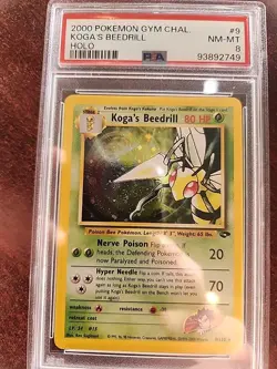 Koga's Beedrill Neo Discovery Holo Pokemon Card WOTC NM Mint PSA 8 - Image 1