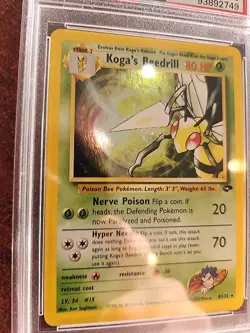 Koga's Beedrill Neo Discovery Holo Pokemon Card WOTC NM Mint PSA 8 - Image 2