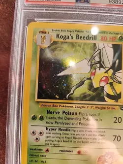 Koga's Beedrill Neo Discovery Holo Pokemon Card WOTC NM Mint PSA 8 - Image 3