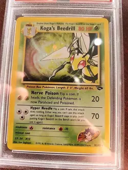Koga's Beedrill Neo Discovery Holo Pokemon Card WOTC NM Mint PSA 8 - Image 5