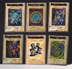 1998 Japanese Bandai YUGi OH Lot of 6 cards (3 holos) (3 rares) damaged - Image 1