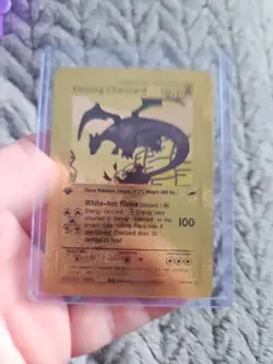 Shining Charizard Gold Foil Fan Art Vinyl Textured Collector Pokemon Card - Image 1