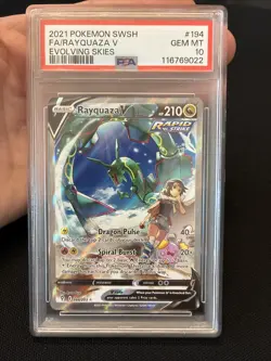 PSA 10 GEM MINT Rayquaza V 194/203 Alternate Art Evolving Skies Pokemon Card TCG - Image 1