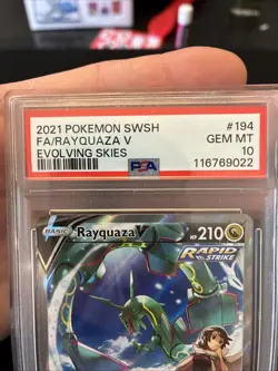 PSA 10 GEM MINT Rayquaza V 194/203 Alternate Art Evolving Skies Pokemon Card TCG - Image 3
