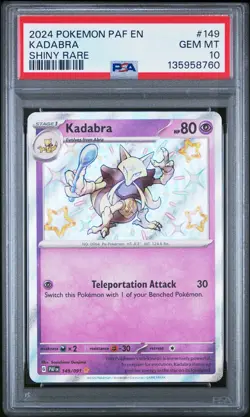 2024 POKEMON PAF EN-PALDEAN FATES SHINY RARE #149 KADABRA PSA 10 - Image 1